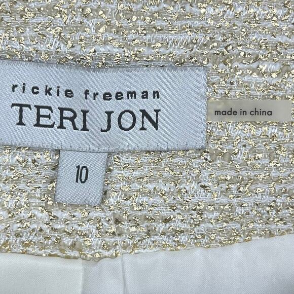 NWT rickie freeman TERI JON Women Jacket Blazer Golden Sz 10 Open front Classic - Picture 3 of 14